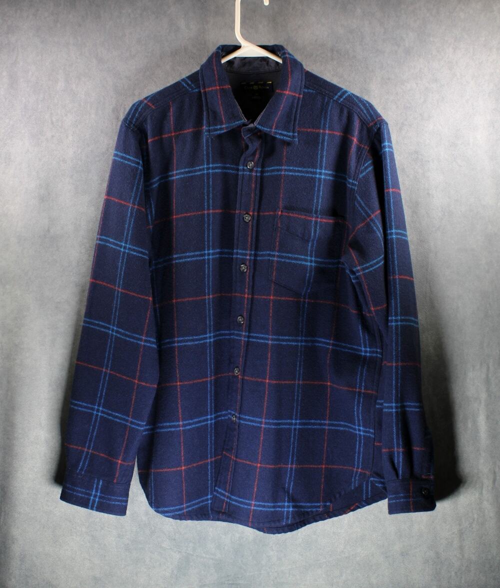 Club Room Mens Medium Plaid Long Sleeve Button Down Wool Blend Flannel Shirt